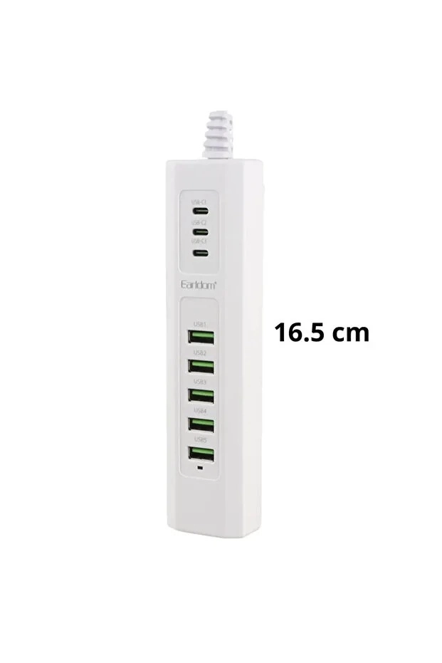 8 Portlu Çoklu USB Şarj İstasyonu 5 USB + 3 Type-C Masaüstü Çoklu Şarj Cihazı