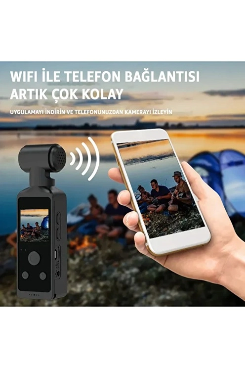 4K Ultra HD Aksiyon Kamerası 270° Geniş Açı Döner Klips Su Geçirmez Kılıf WiFi Kamera