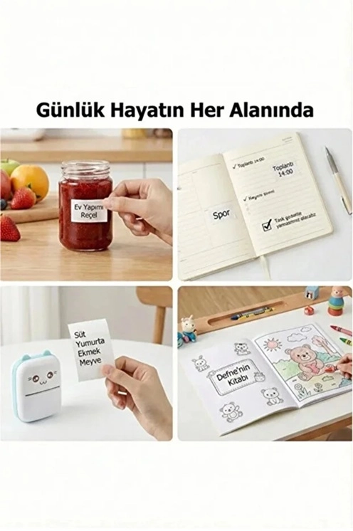 13’lü Mini Yazıcı Termal Rulo Seti Çocuk Kamera Baskı Kağıdı 5 Yapışkanlı 5 Düz Beyaz 3 Renkli