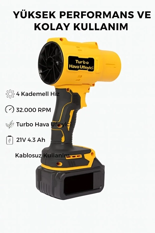 AHV-18 Turbo Hava Üfleyici | 4 Kademe Hız | 21V 431W Kablosuz Blower | 32.000 RPM’’