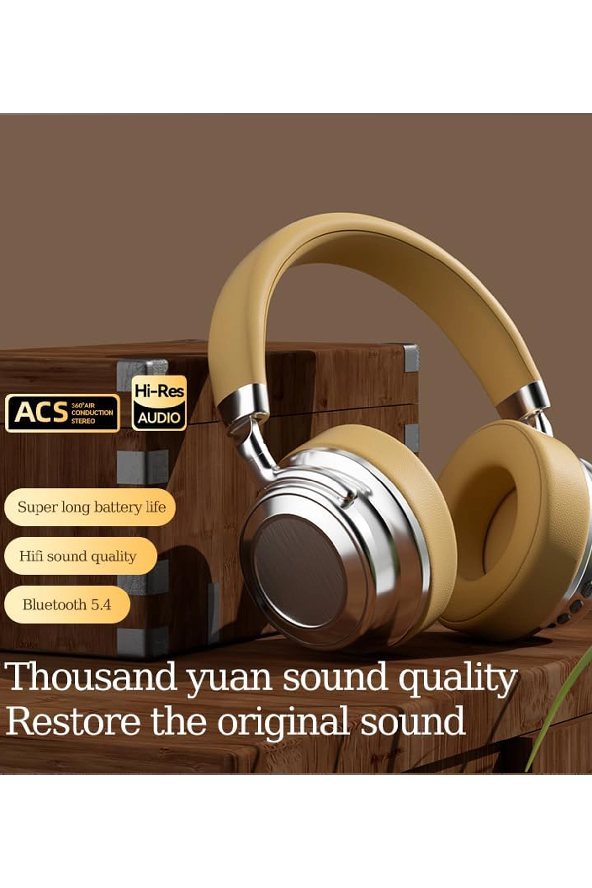 Metal Kulak Üstü Kablosuz Bluetooth Kulaklık Hybrid Anc Type-C Hızlı Şarj Bluetooth 6.0