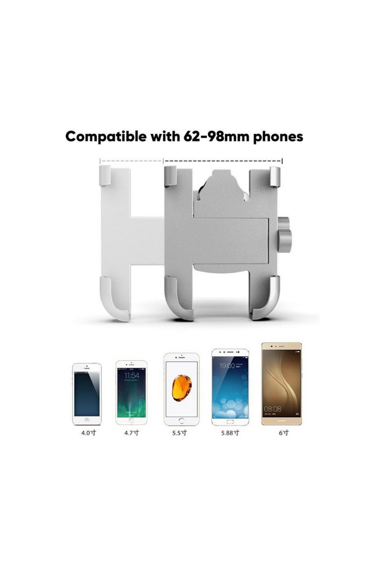 Vothoon Alüminyum Gövdeli Metal Ayna Bağlantılı Motosiklet Telefon Tutucu 7 inç XL