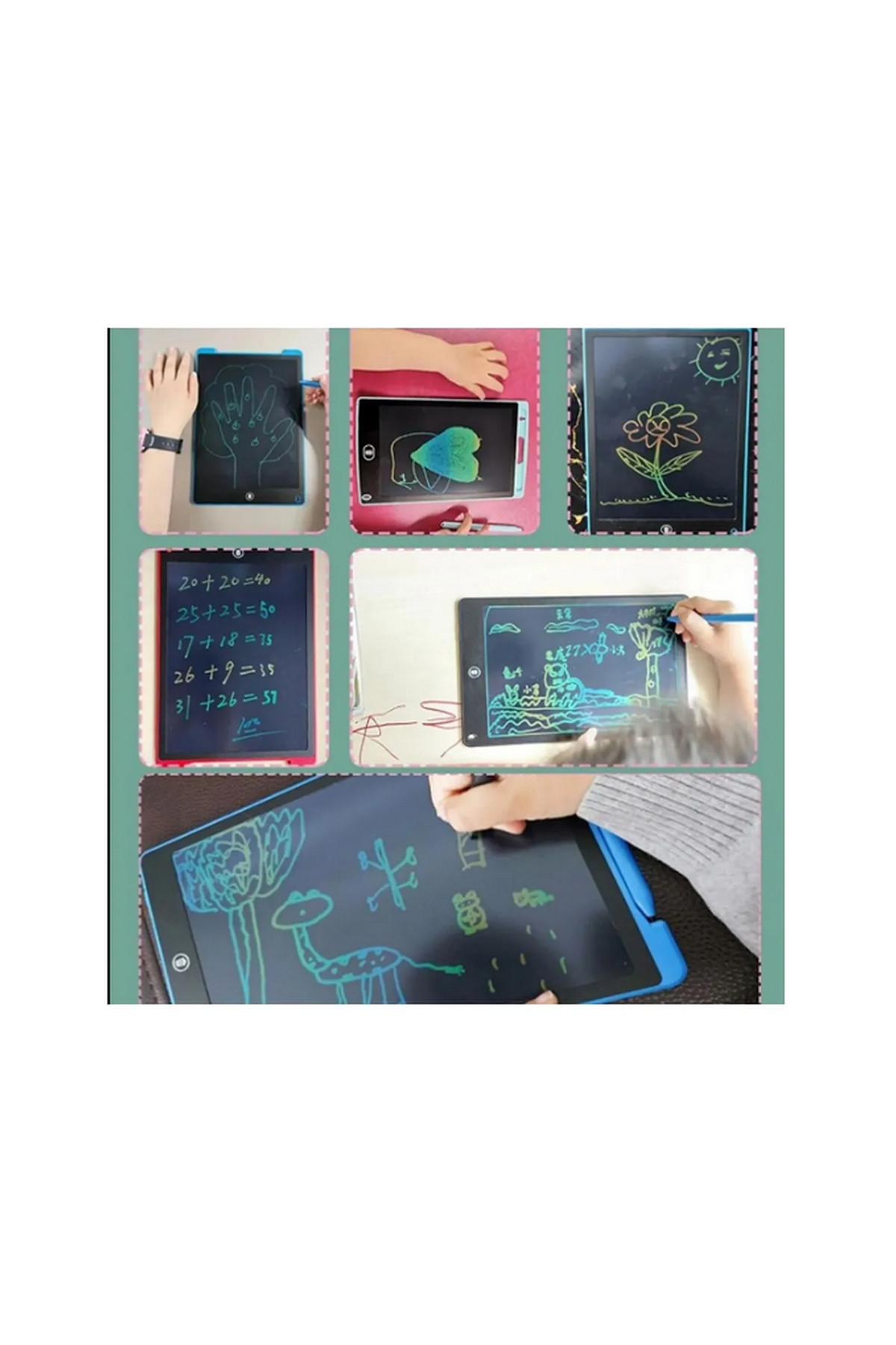 12 Inc Renkli Lcd Grafik Dijital Kalemli Çizim Tableti Yazı Tahta Not Yazma Eğitim Tableti Siyah