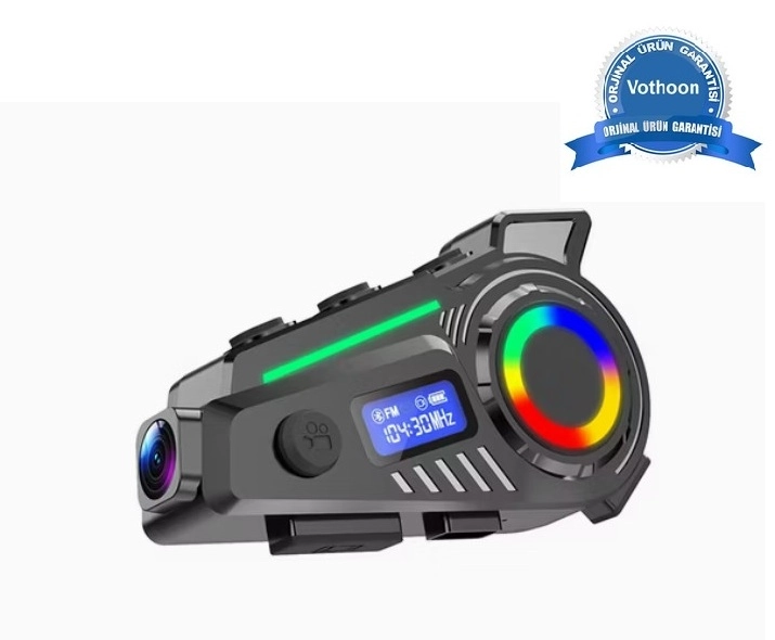 K19 Kameralı Motosiklet Kask Bluetooth Kulaklık Su Geçirmez Intercom Radyolu hafıza kartlı  
