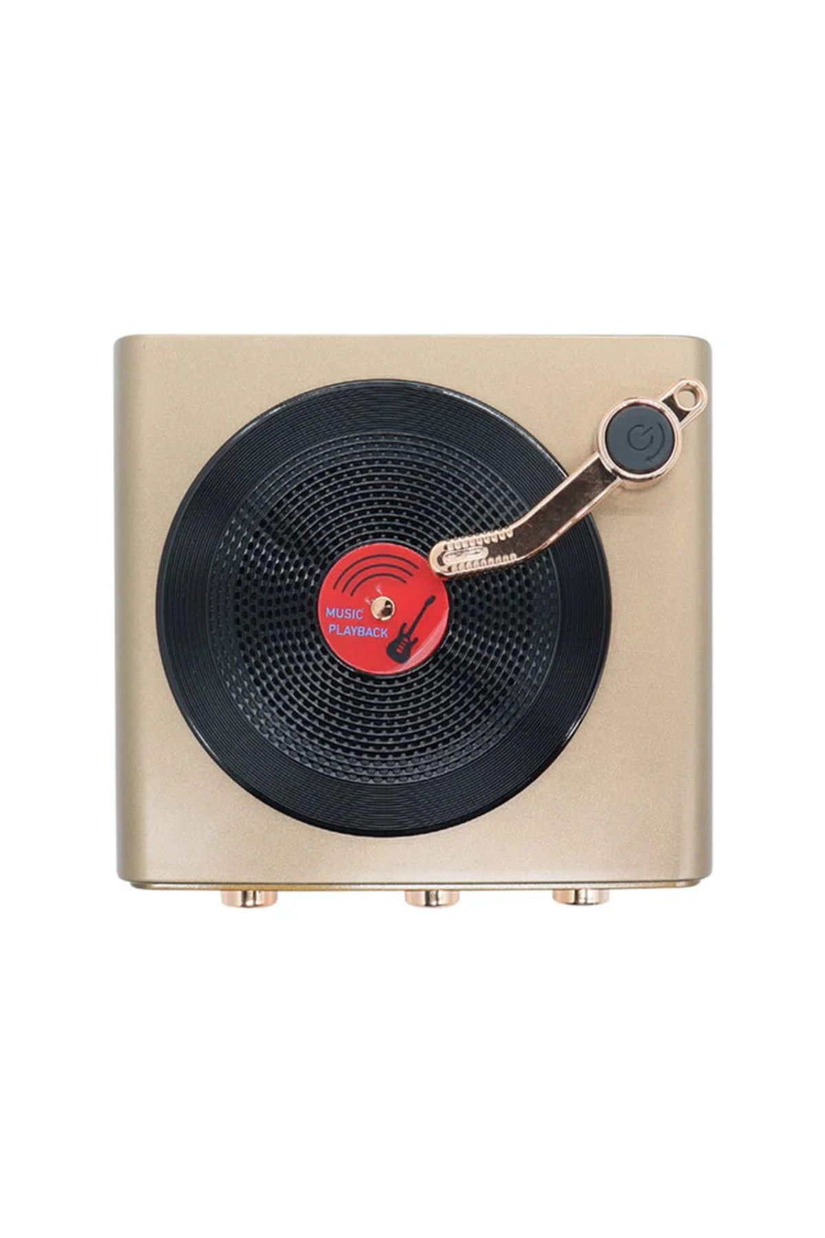 Metalik Nostaljik Tasarım Plak Çalar Görünümlü Radyolu Bluetooth Hoparlör Retro Müzik Plak