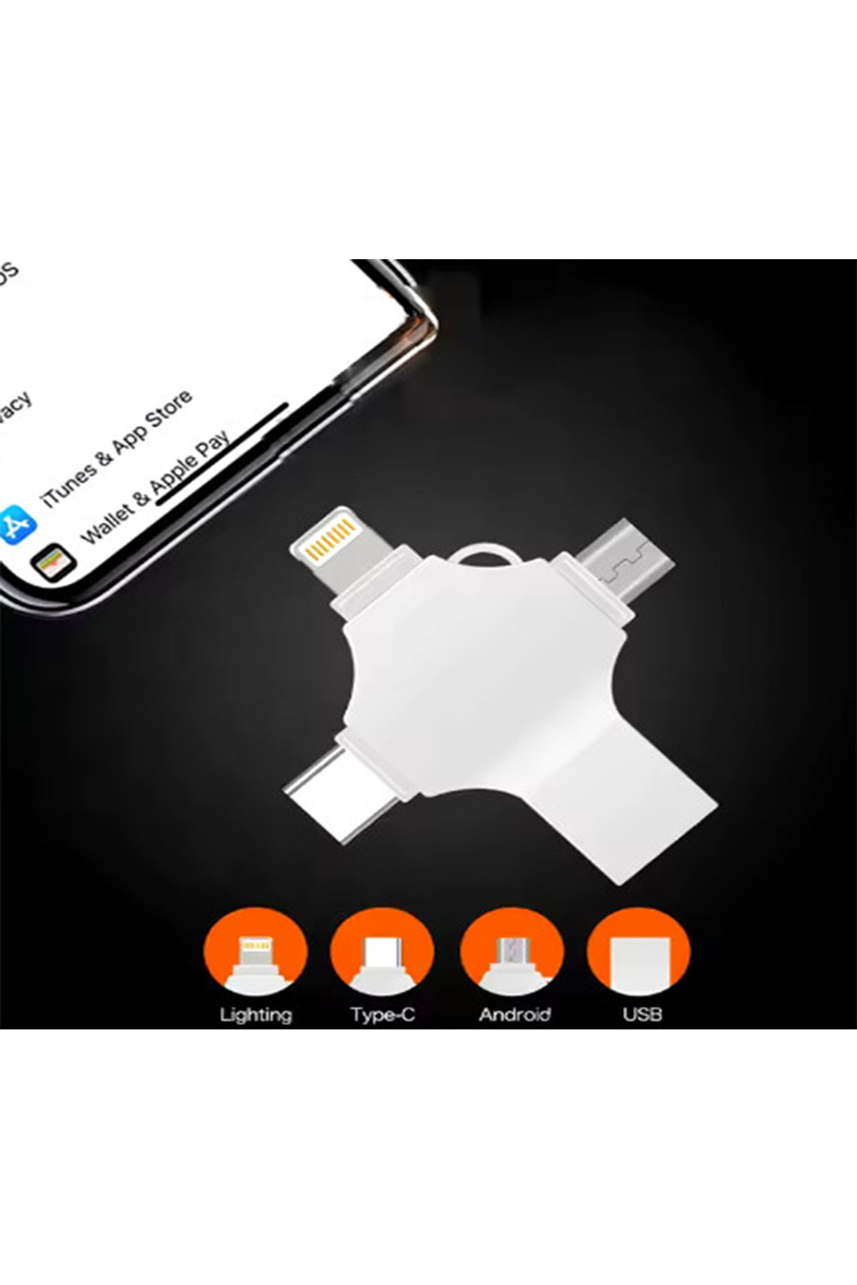 Otg 4in1 Cep Telefonu Çok Fonksiyonlu Usb Flash Bellek 64 gb Type-C, Micro SD ve Kart Okuyucu