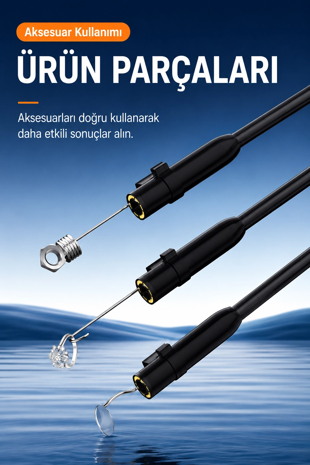 10 Metre Tek Kameralı Endoskop Kamera 1080P HD LED Aydınlatmalı Sert Kablolu Yeni