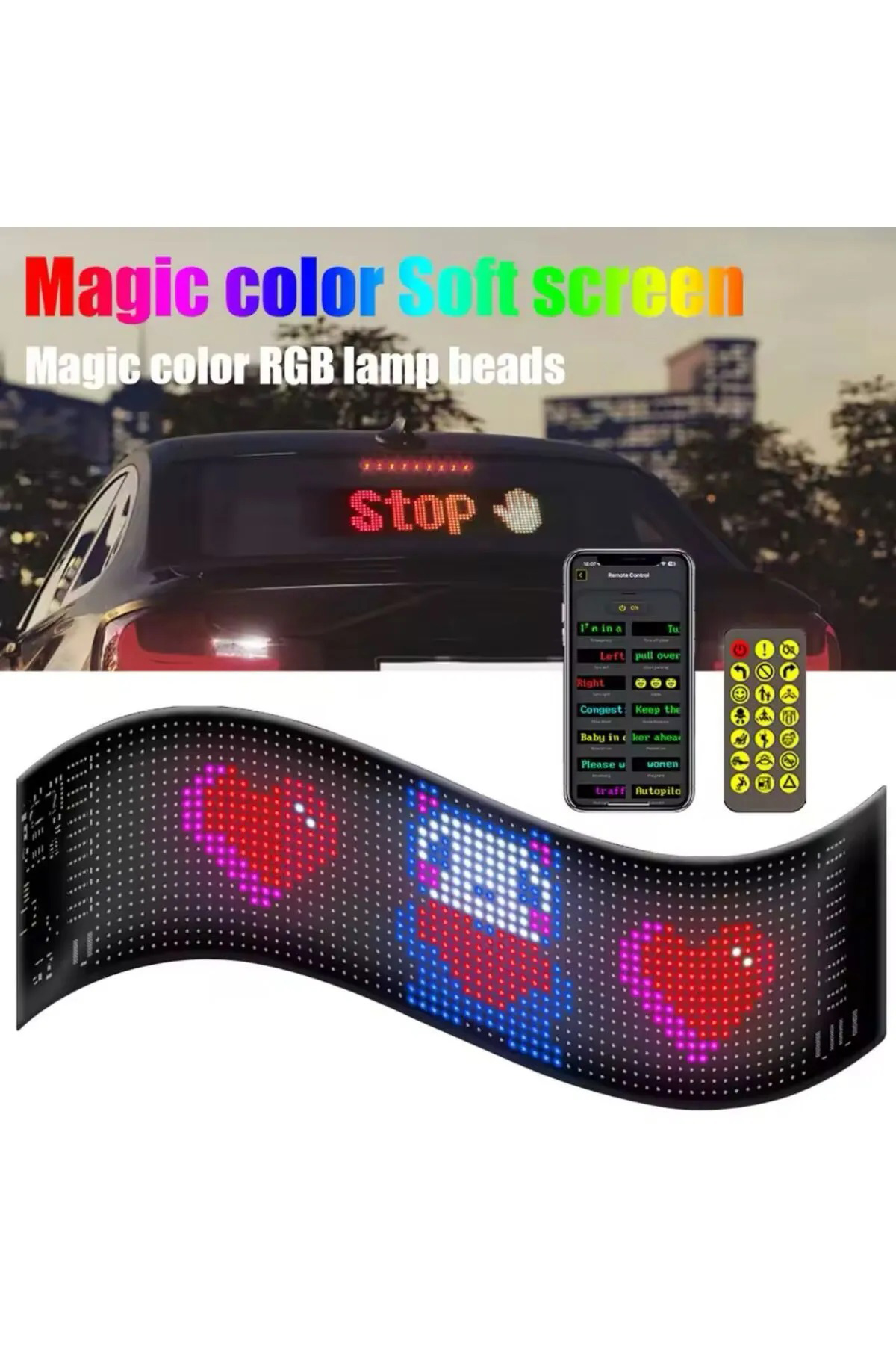  Led Panel Cama Yapışan Telefon Kontrollü Led Ekran Panel 16*64 led sayısı