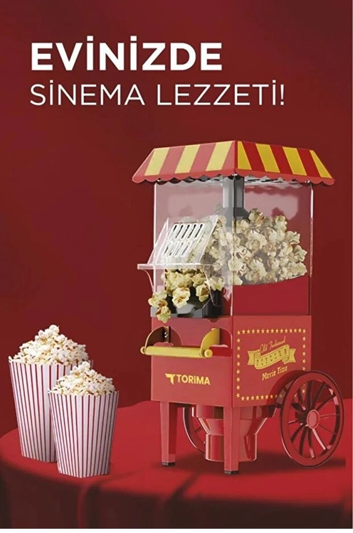 Yağsız Mısır Patlatma Popcorn Makinesi Kırmızı 