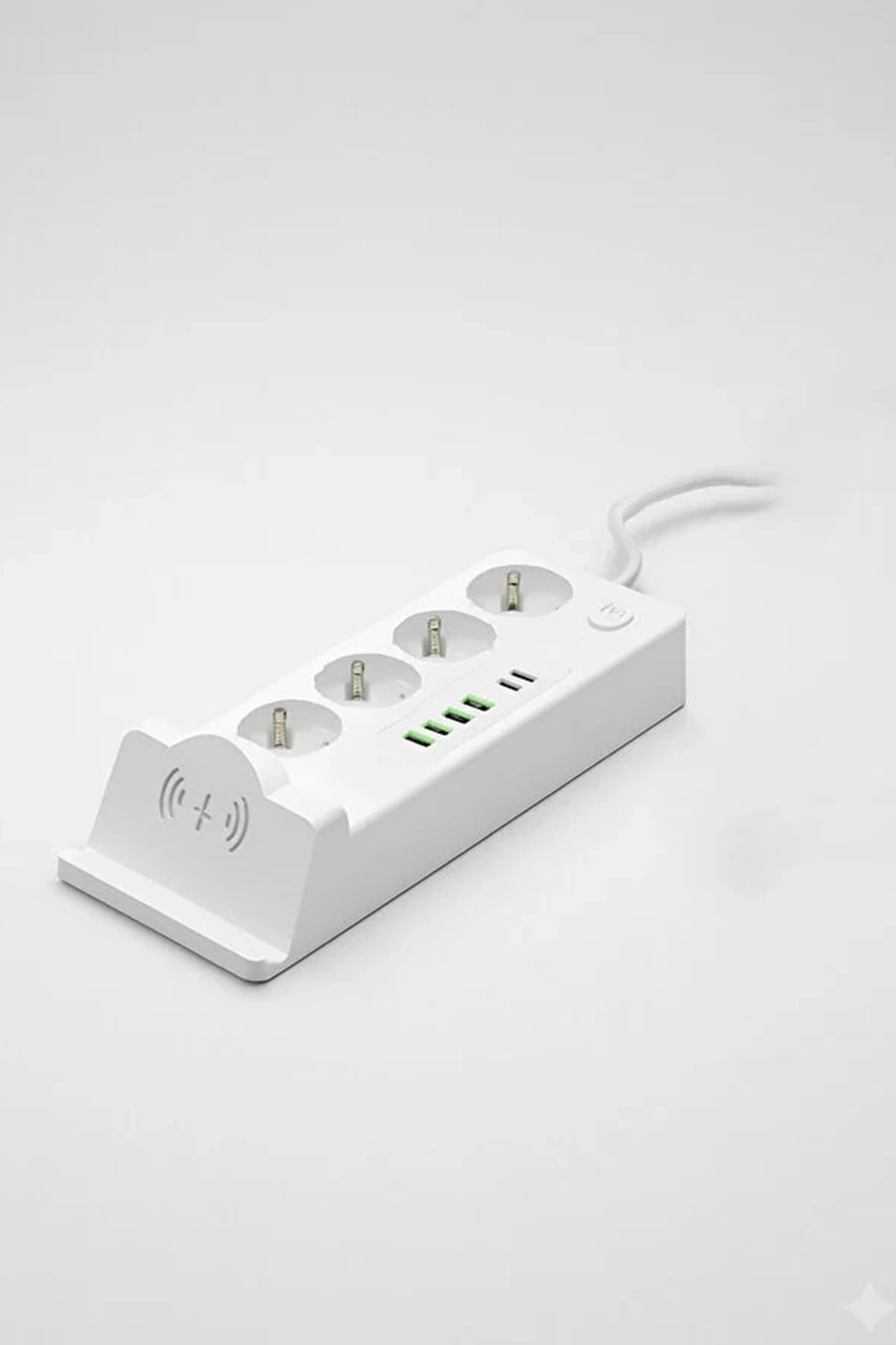 Akım Korumalı Kablosuz Şarjlı Masaüstü Priz | 4 Priz, 4 USB, 2 Type-C