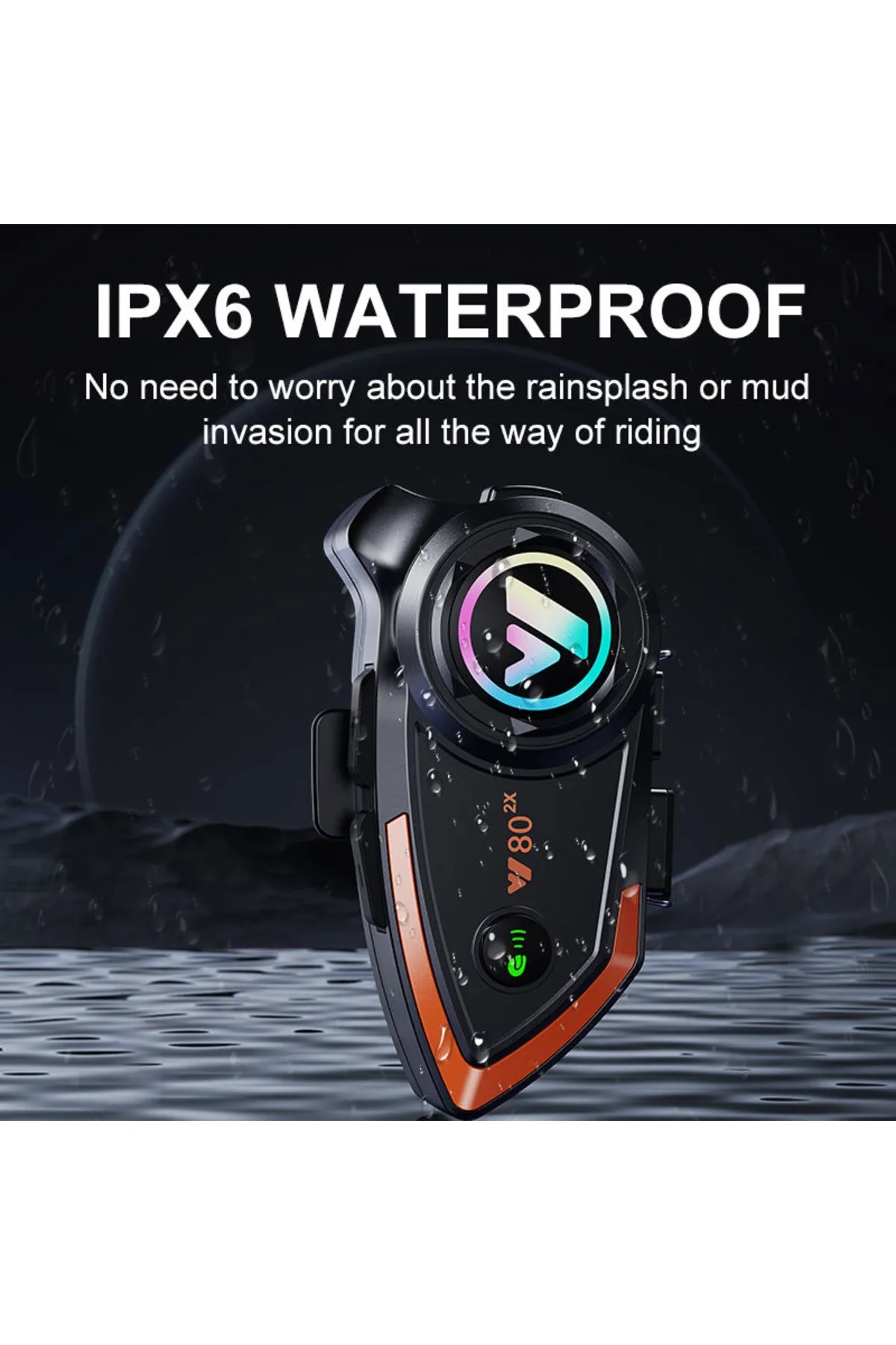 Yeni Model Y80-2X Motosiklet İntercom 2 Kişilik Bağlantı RGB Işıklı Bluetooth Kulaklık Seti