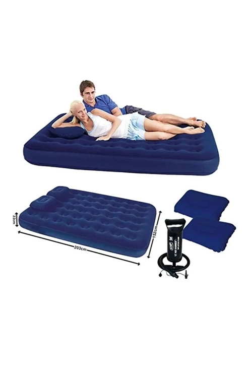 Vothoon Çift Kişilik Şişme Yatak Dahili Pompalı 203x152x22 cm 2 Yastıklı