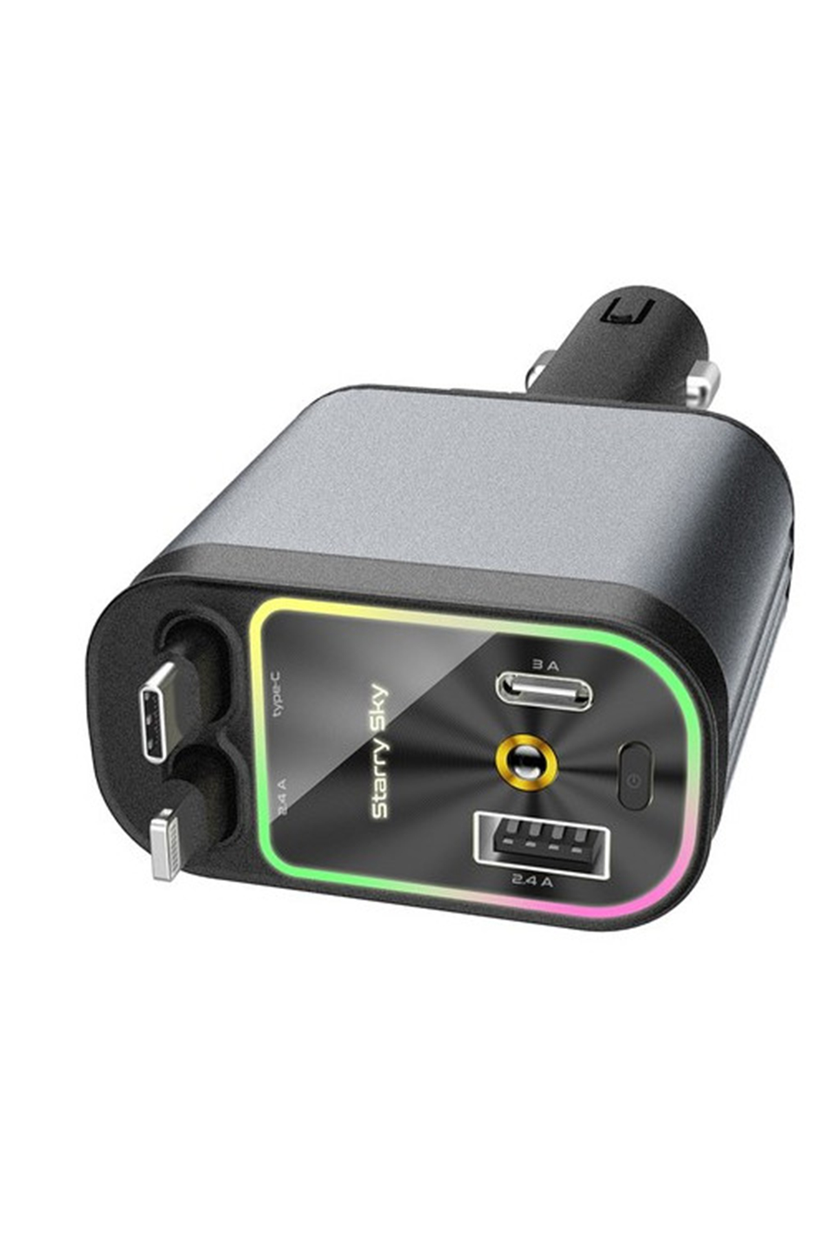 4’ü 1 arada Çift USB Bağlantı Çakmaklık, Type-C Hızlı Şarjlı 66W,Geri Çekilebilir Araç Telefon Şarj Cihazı
