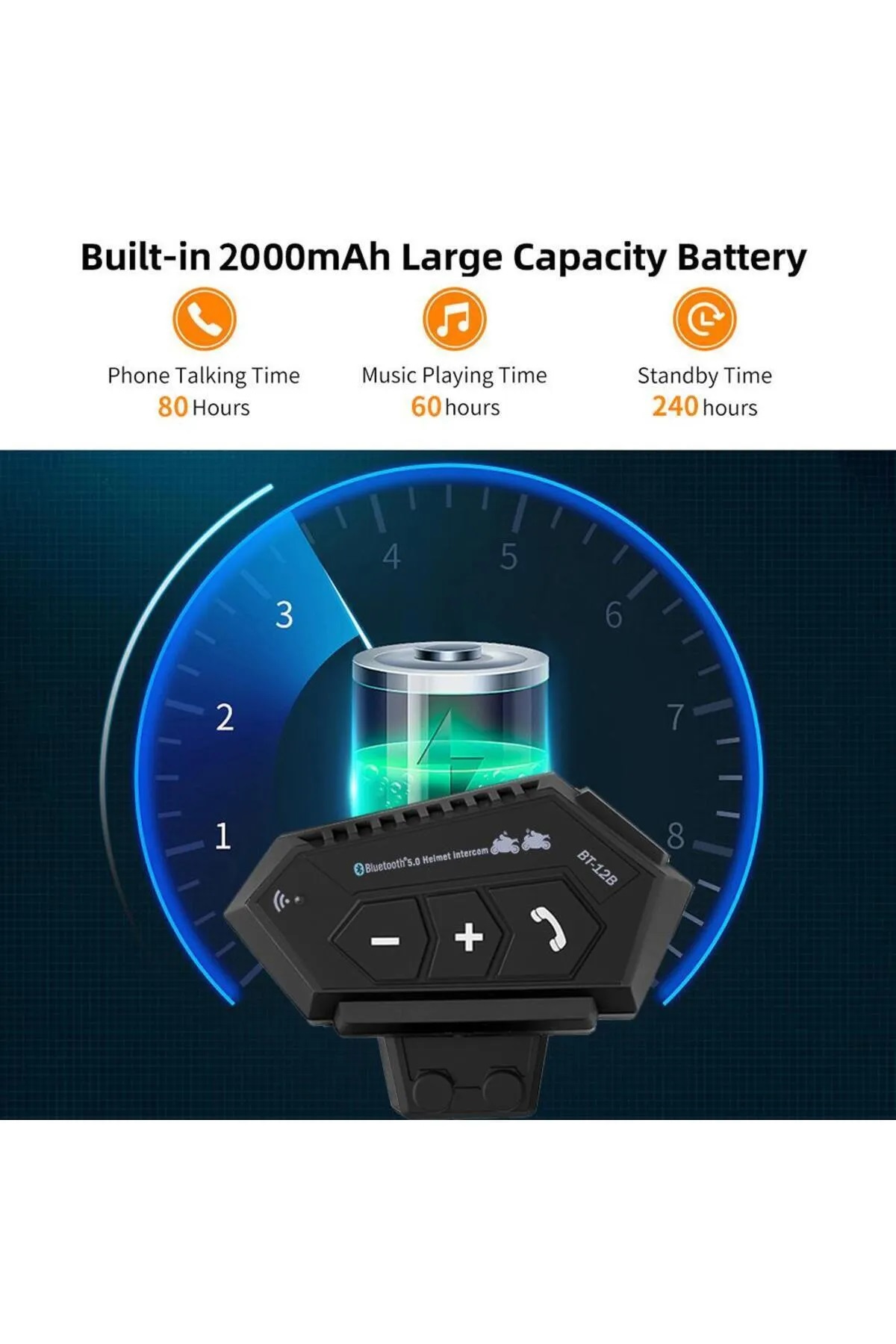 Bt-12B 2 Binici Eşleşme özellıklı Motosiklet Bluetooth Intercom