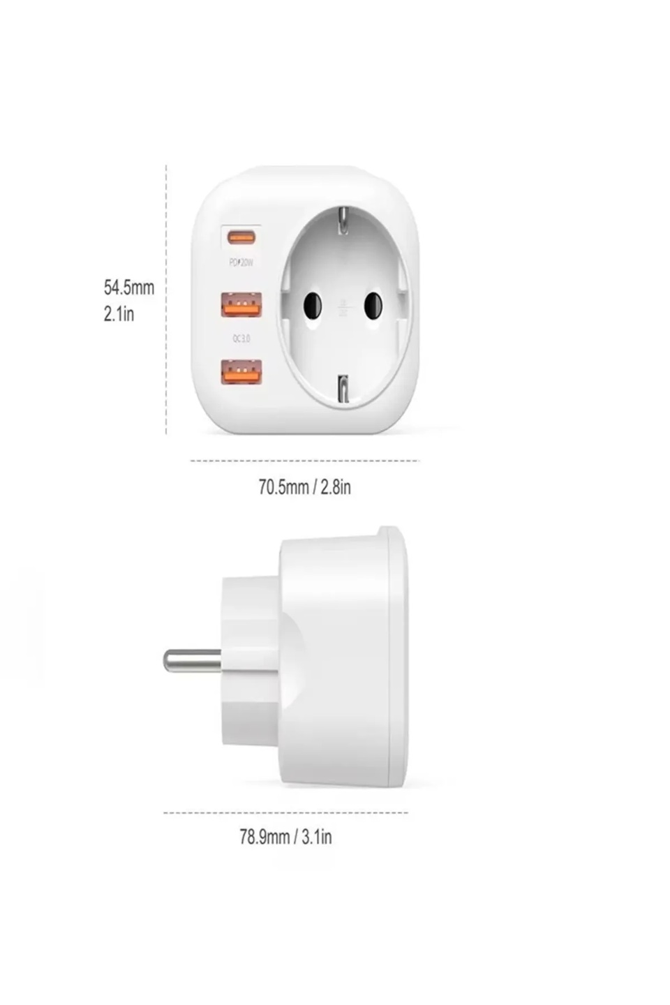 Vothoon  AC-115 2500W 3.4A 2USB 1Type-C 1Soket Akım Korumalı Şarj Adaptörü Priz Çoğaltıcı