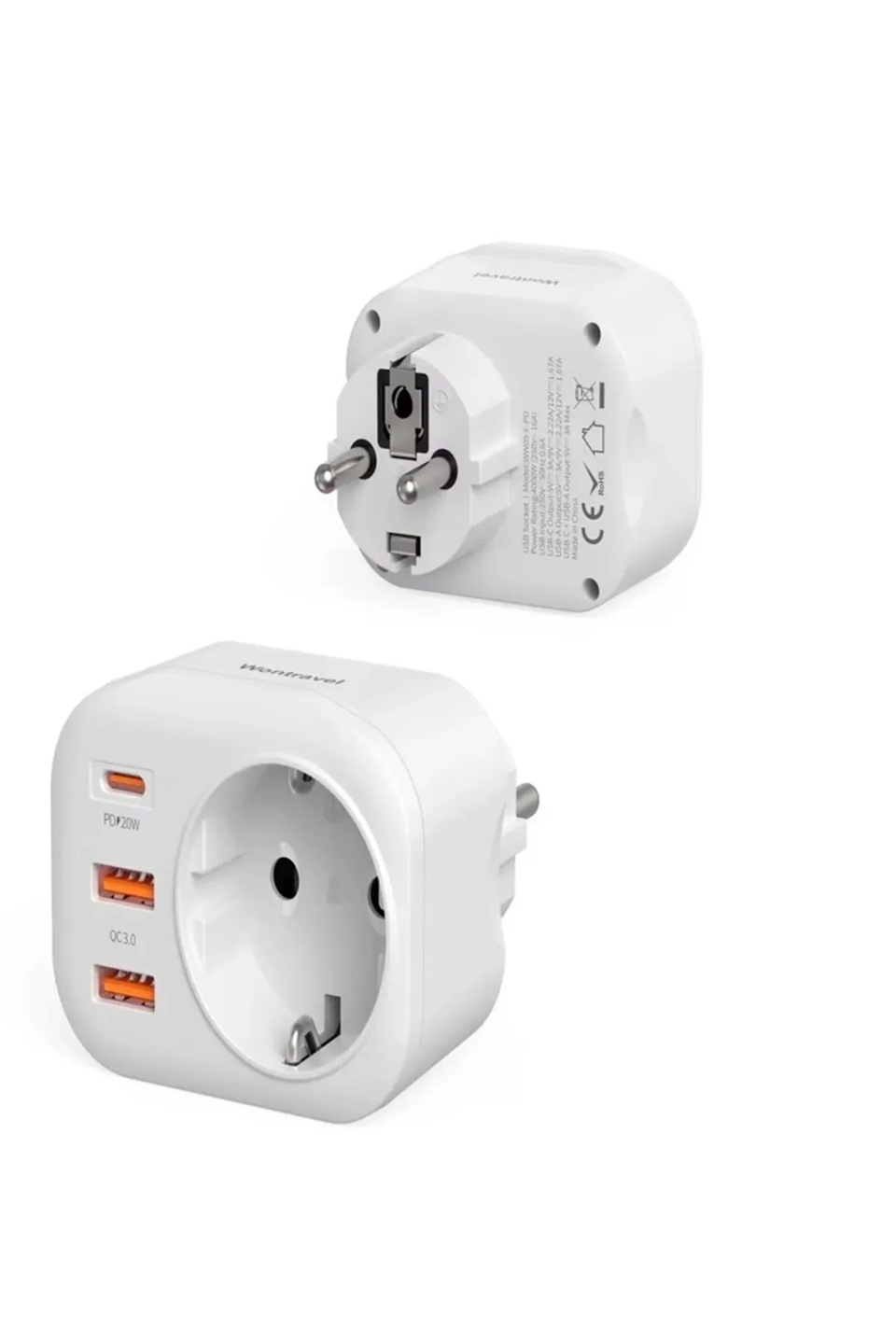 Vothoon  AC-115 2500W 3.4A 2USB 1Type-C 1Soket Akım Korumalı Şarj Adaptörü Priz Çoğaltıcı
