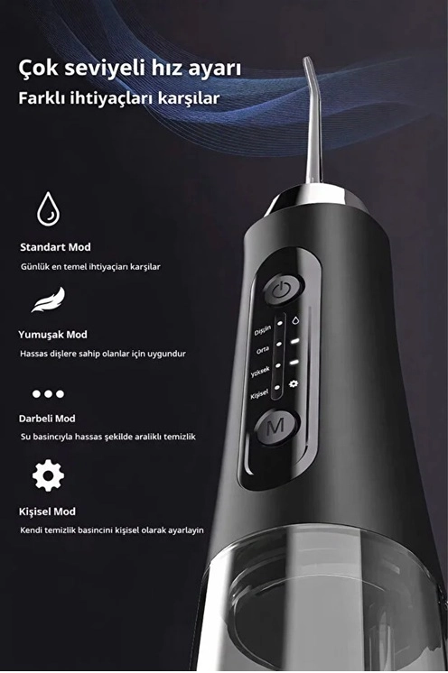 Şarjlı Ağız Duşu Diş Bakım Cihazı 4 Modlu Diş Arası Temizleyici 320ML 5 Başlıklı 1500 mAh Kablosuz