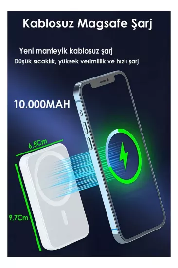 Magsafe 10000 Mah Powerbank Taşınabilir Kablosuz Şarj Cihazı Iphone Uyumlu Wireless