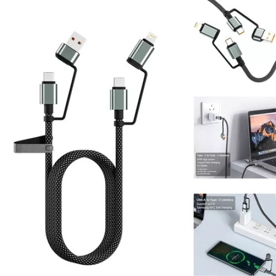 4’ü 1 Arada 100W Akıllı Tasarım Yüksek Dayanıklılık Çoklu Uyumlu Örgülü Hızlı Şarj Kablosu