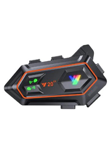 Y20 2x 1000M Telsiz Mesafeli 2 Kişi Bağlantılı Bluetooth Kask Kulaklık Fenerli İntercom