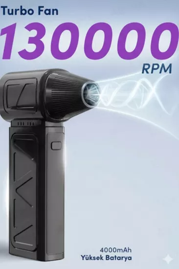 Mini Turbo Fan 130.000 RPM Şarjlı 8000 Mah Batarya 4 Vitesli Taşınabilir Elektrikli Hava Üfleyici Kompresörü