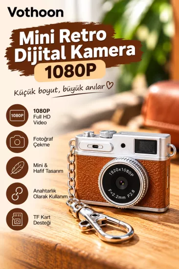 Mini Retro Dijital Kamera 1080P Full HD Fotoğraf & Video Çekimi LCD Ekran Mini Kamera TF Kart Destekli