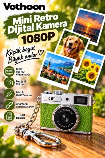Mini Retro Dijital Kamera 1080P Full HD Fotoğraf & Video Çekimi LCD Ekran Mini Kamera TF Kart Destekli
