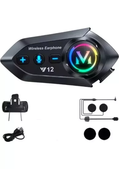 Y12  Motor Kask Kulaklık RGB Modlu Radyolu Motosiklet Kulaklık 5.3 Bluetooth Intercom