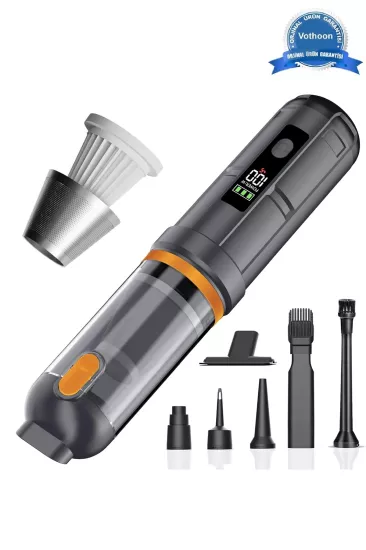 Araç Süpürgesi Şarjlı 120W 20.000Pa Göstergeli Yeni Nesil Metal Filtre Extra Vakum ve Üfleme