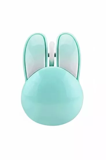 Tavşan figürlü Kablosuz Mouse pil Dahil Etiket Hediyeli Mavi