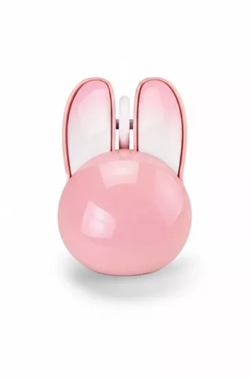 Tavşan figürlü Kablosuz Mouse pil Dahil Etiket Hediyeli pembe