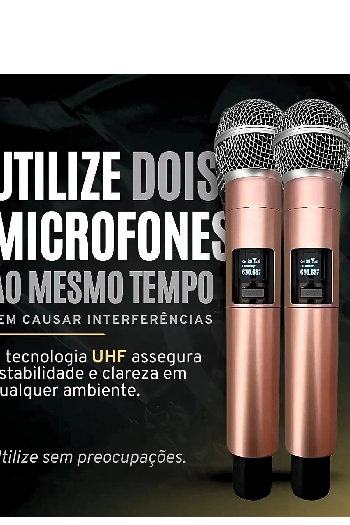 Profesyonel Çiftli Kablosuz Mikrofon Seti Karaoke Şarj Edilebilir 50 Metre Mesafe Rose 