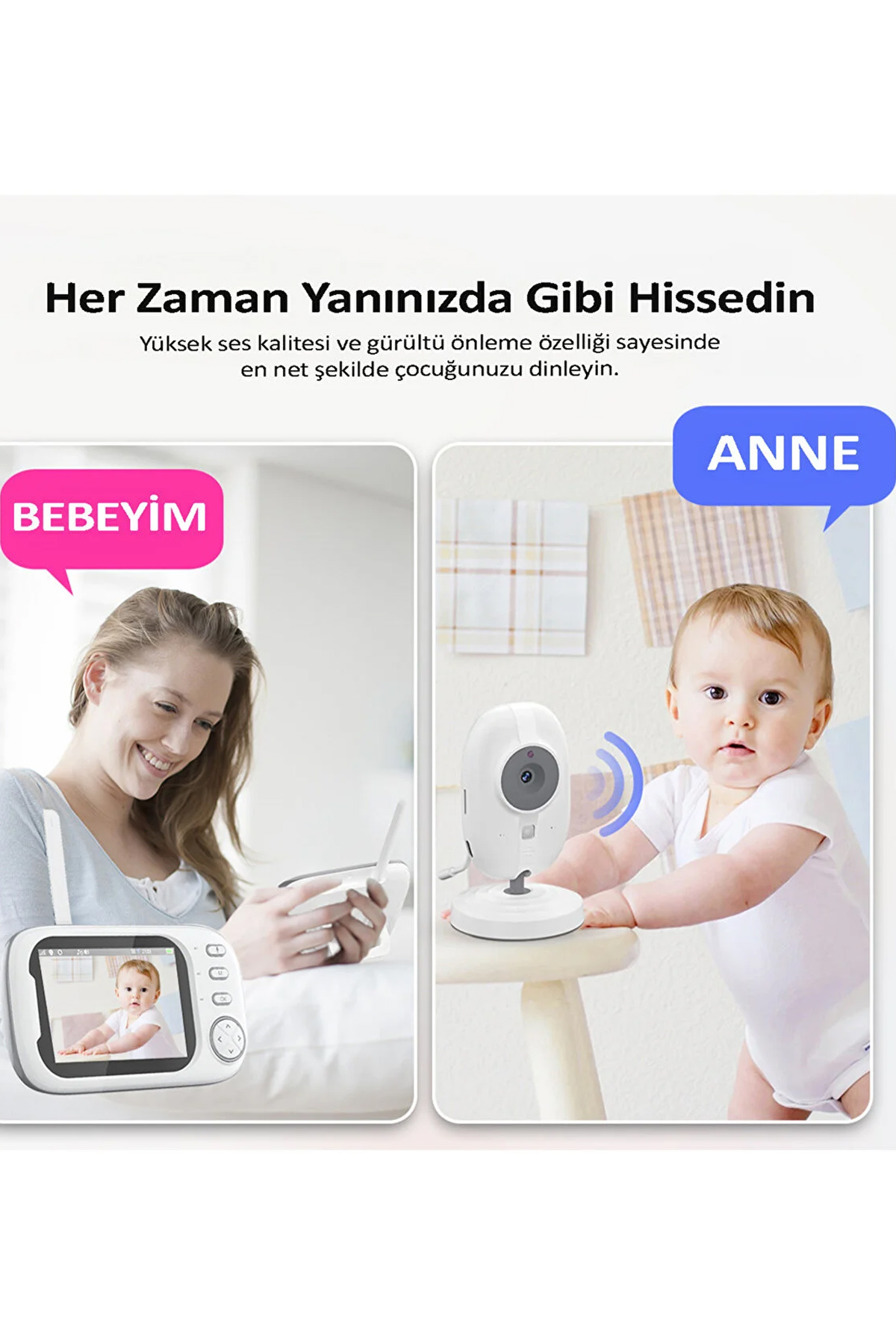 Vothoon Gece Görüşlü Bebek Odası Kamera Sıcaklık Uyarısı Izleme Ekranı