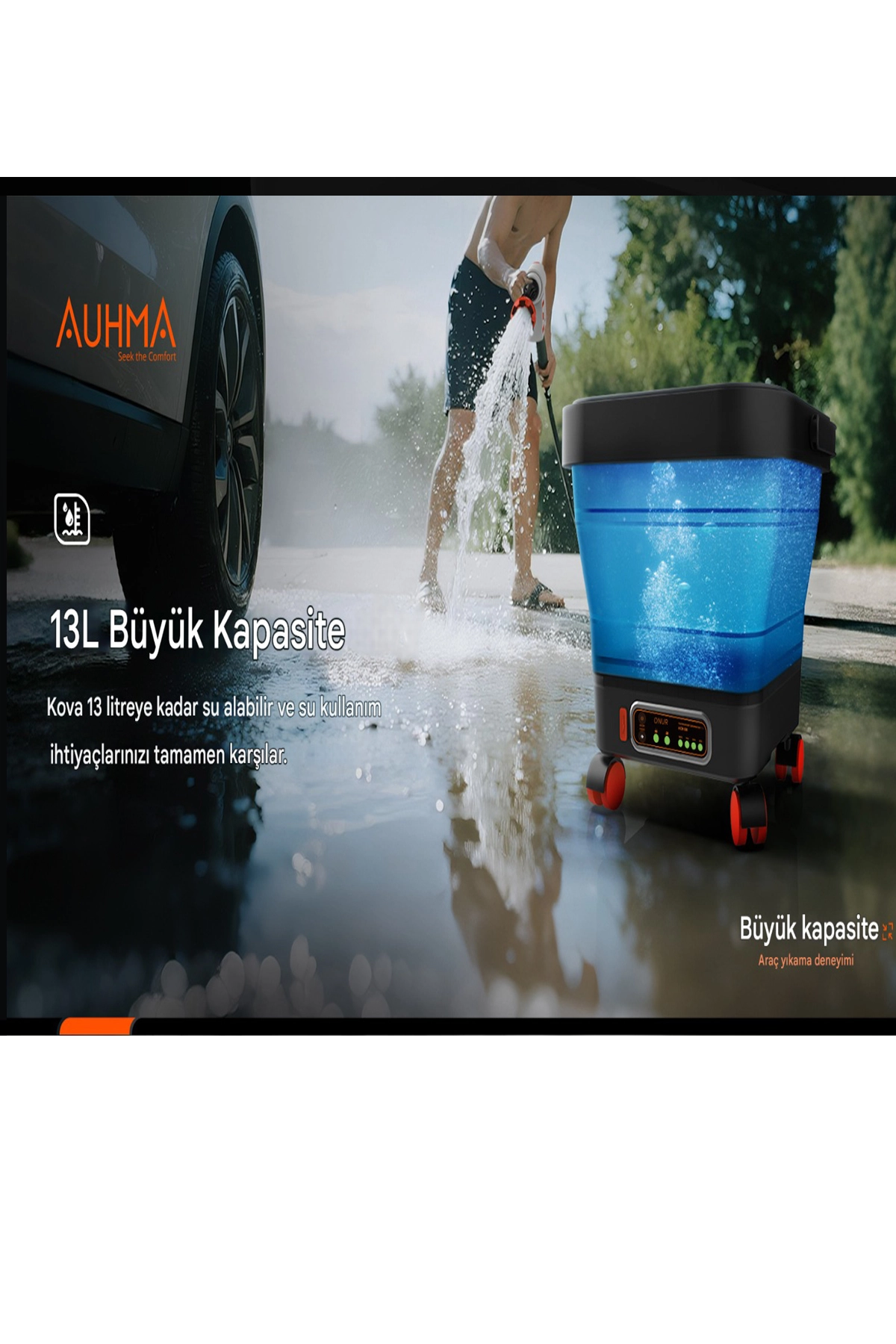 Yüksek Basınçlı Yıkama Makinesi Fırçasız Katlanır Kovalı 150w 14/16 Bar 13 Litre 