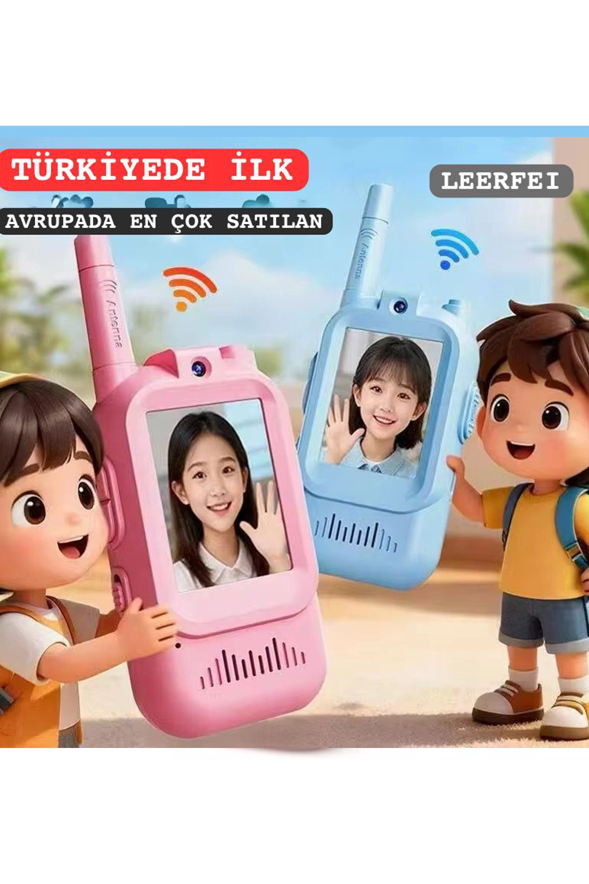 Çocuklar İçin Görüntülü Telsiz Konuşma El Telsizi Şarj Edilebilir 50 m Menzil Wi-Fi Gerektirmez