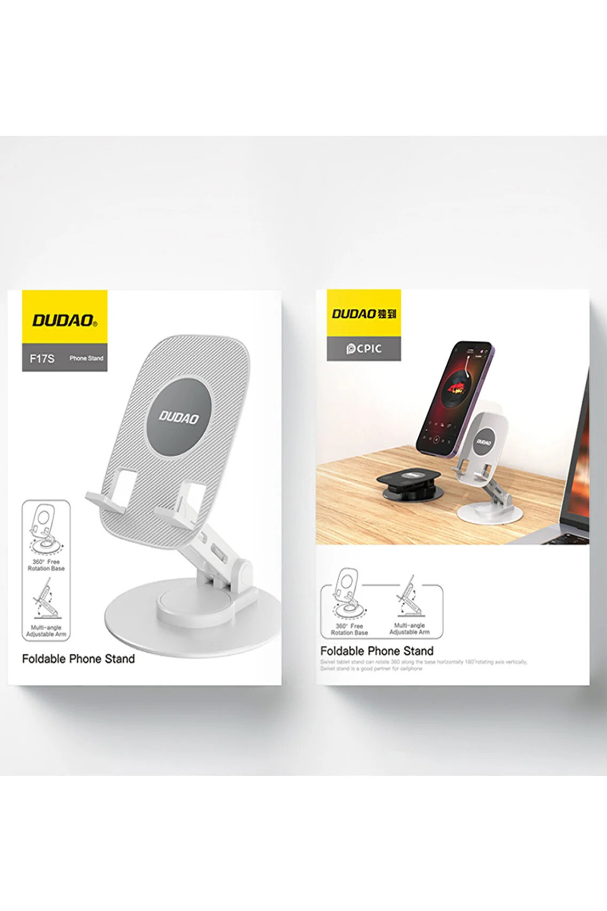 Vothoon Dudao F17s  Masaüstü Telefon Tutucu Döner Tabanı Alüminyum Paslanmaz Çelik Katlanabilir