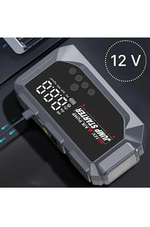 VTN-605 Şarjlı 12.000 mAh Taşınabilir Çantalı Araç Akü Şarj Takviyeli Işıklı Hava Kompresörü 