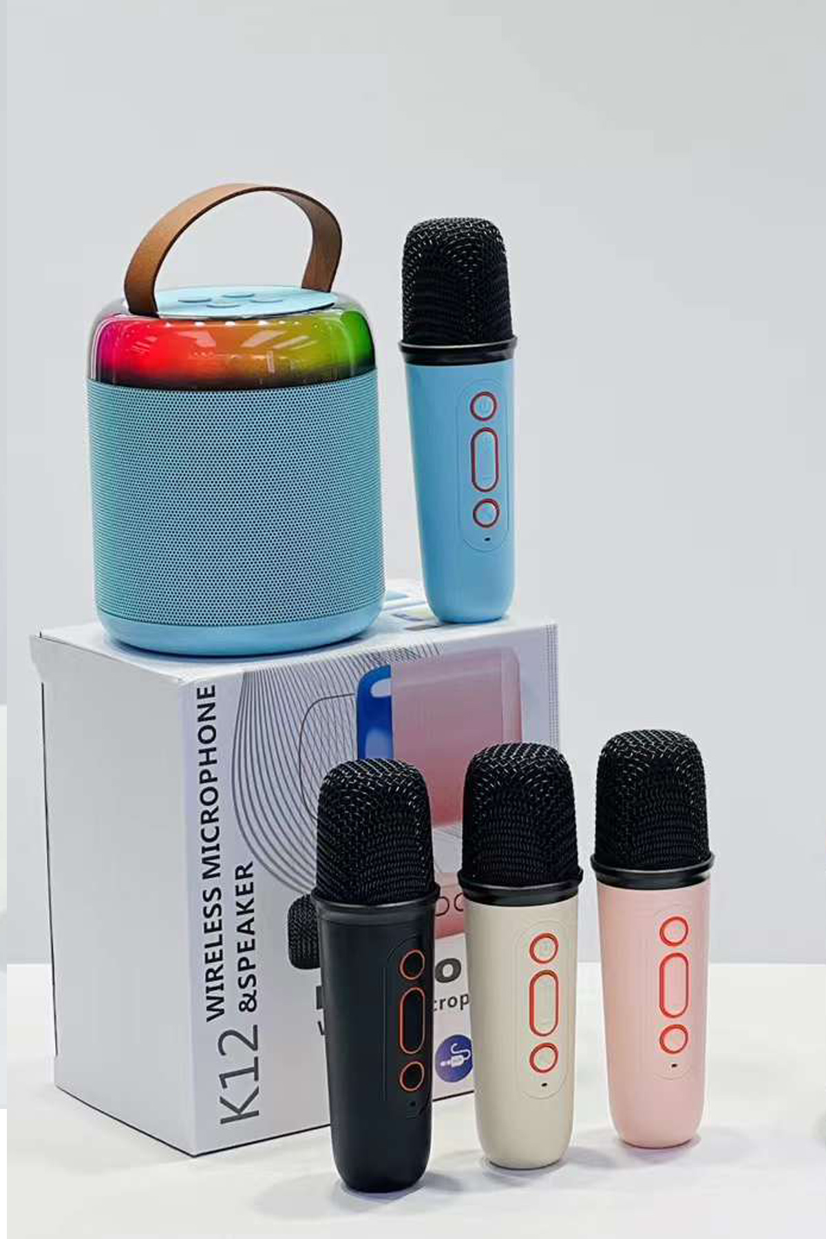 Vothoon K12 Kablosuz Karaoke Mikrofon Taşınabılır Bluetooth Pembe