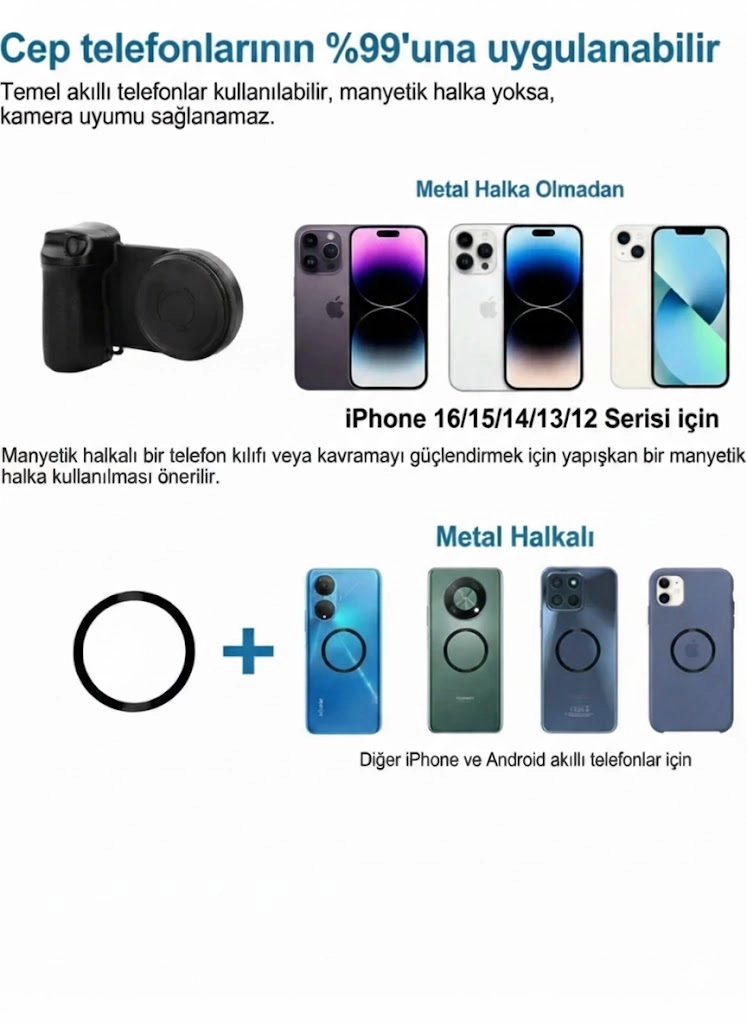Bluetooth Manyetik Telefon Yapıştırma Kavrama Halka Dolgu Işığı ile Magsafe Selfie Klips
