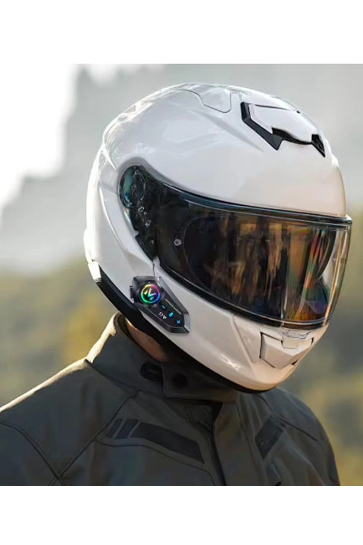Y12  Motor Kask Kulaklık RGB Modlu Radyolu Motosiklet Kulaklık 5.3 Bluetooth Intercom