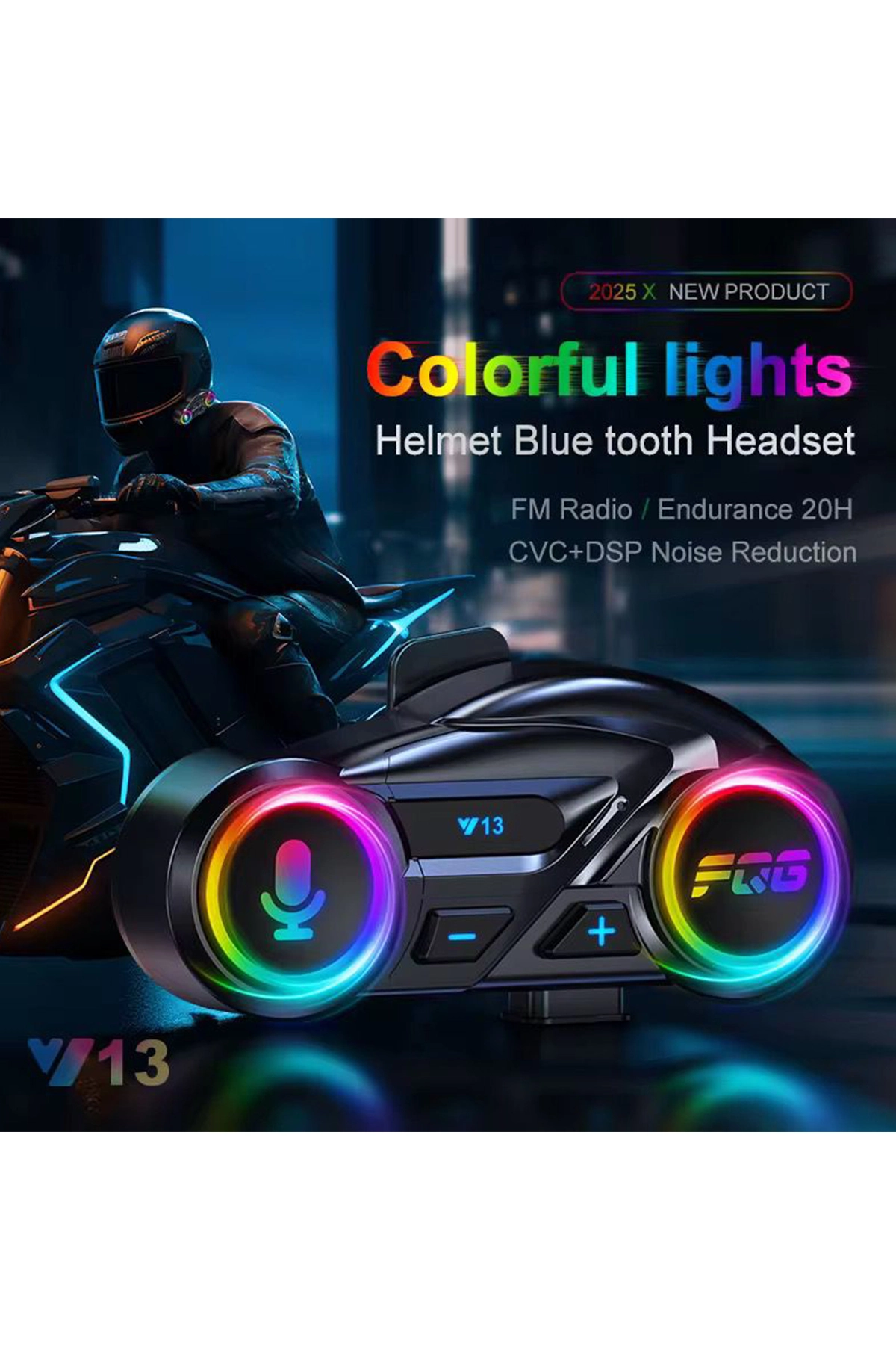 Y13 Motor Kask Kulaklık RGB Modlu Radyolu Motosiklet Kulaklık 5.3 Bluetooth Intercom