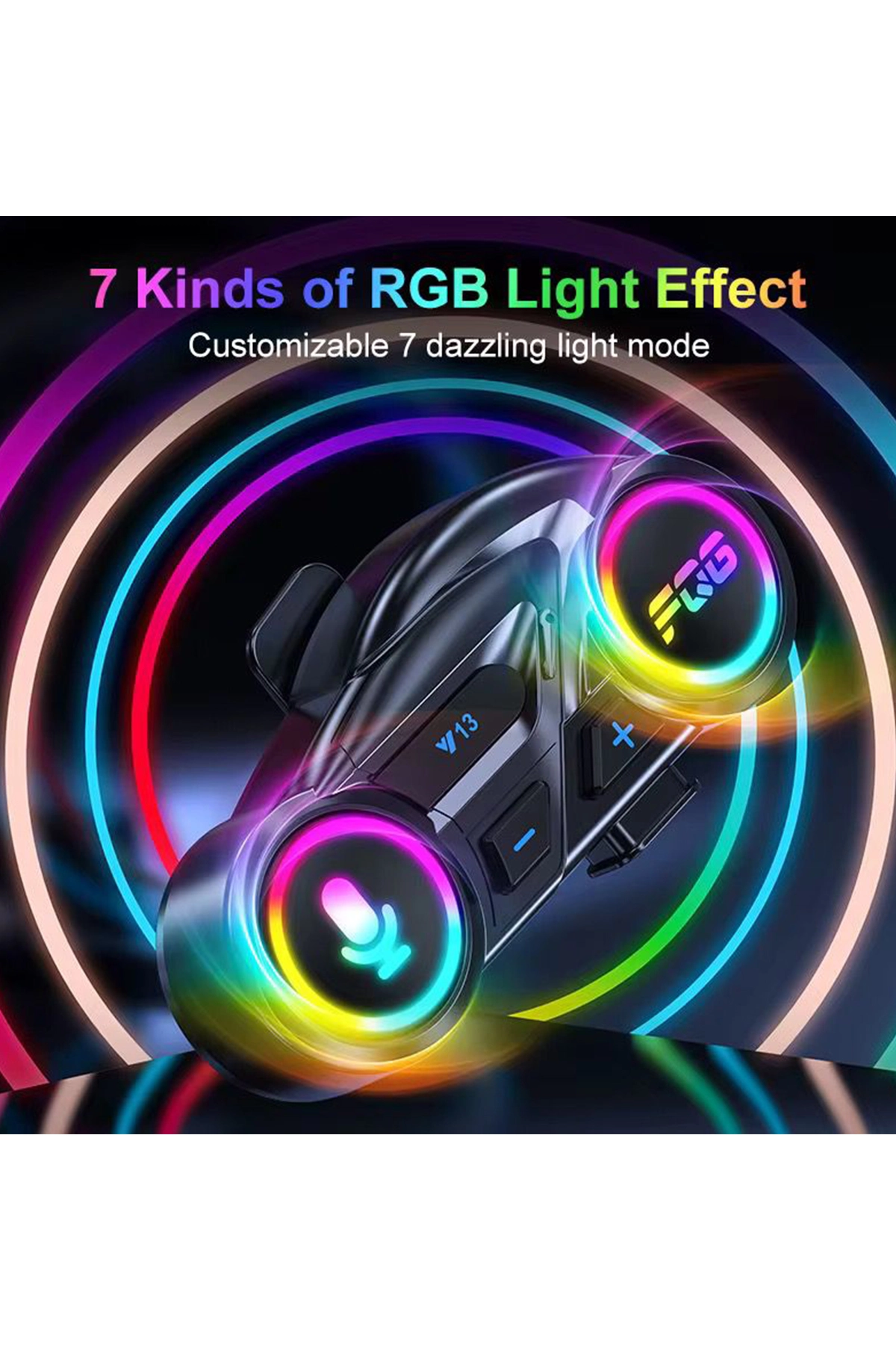 Y13 Motor Kask Kulaklık RGB Modlu Radyolu Motosiklet Kulaklık 5.3 Bluetooth Intercom