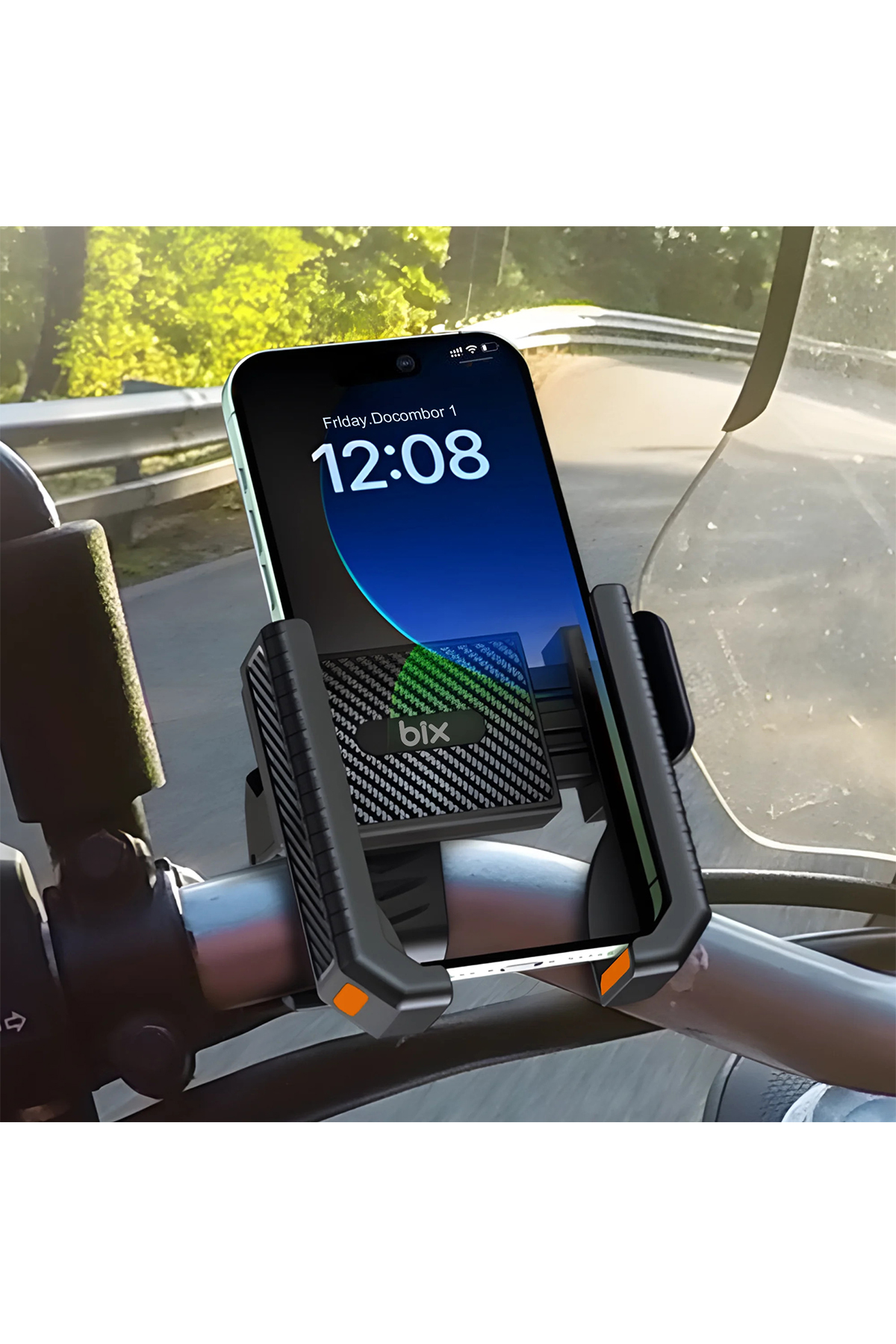 Gidon Bağlantılı Bisiklet Motosiklet için Esnek ABS 4-7.8″ inç Telefon Tutucu 360° Dönebilen Tasarım