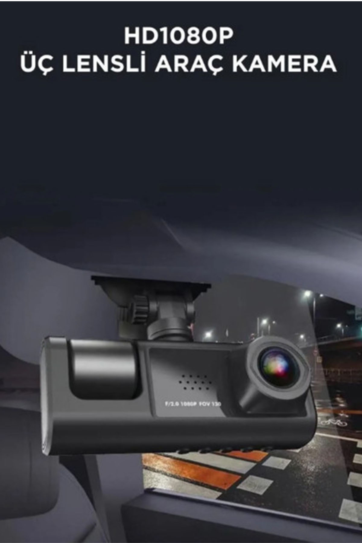 Vothoon Araç içi 1080p 3 Kameralı Lcd Ekranlı Gece Görüşlü , G-sensör , Geri Görüş Kamera