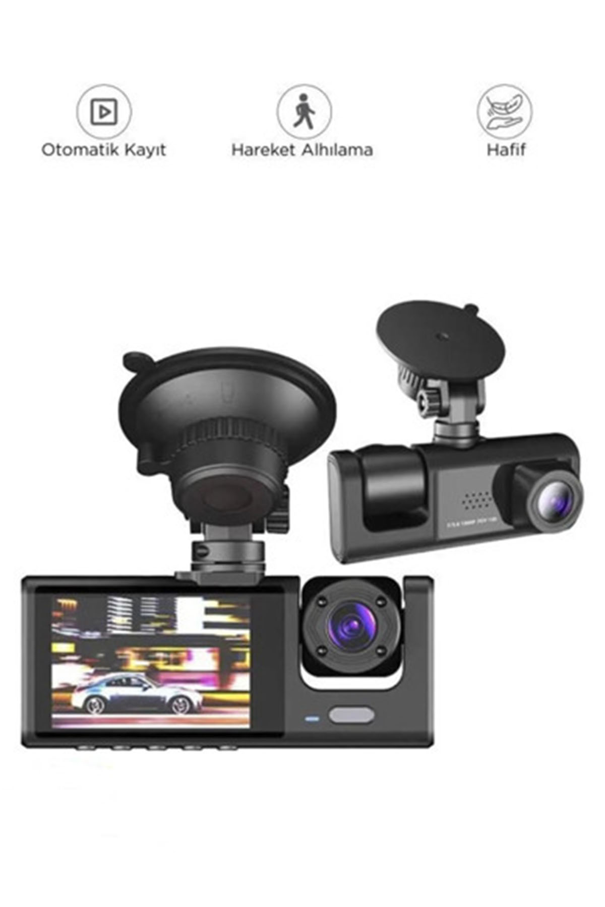 Vothoon Araç içi 1080p 3 Kameralı Lcd Ekranlı Gece Görüşlü , G-sensör , Geri Görüş Kamera